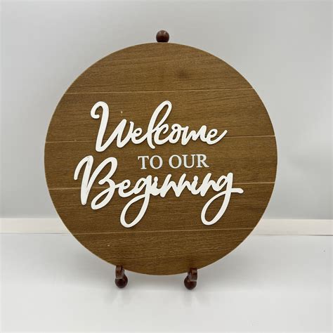 Round Wooden "Welcome to our Beginning" Sign | Ocoee Crest