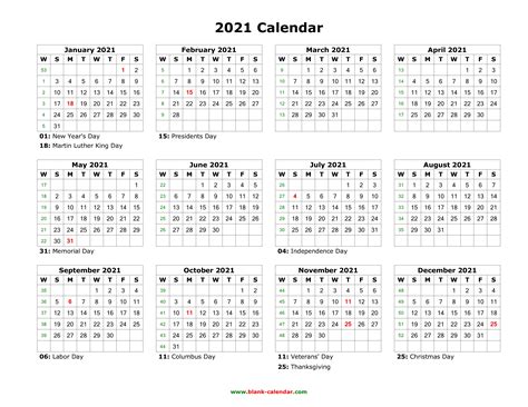 Free Editable Weekly 2021 Calendar 2021 Editable Yearly Calendar