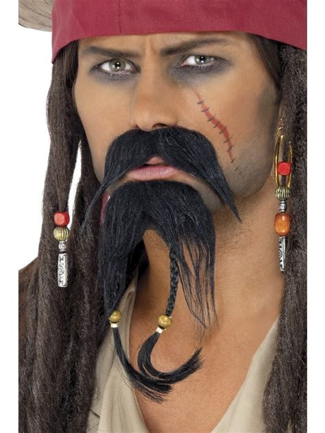 Pirate Beard Moustache Facial Hair Set Caribbean Jack Sparrow Costume