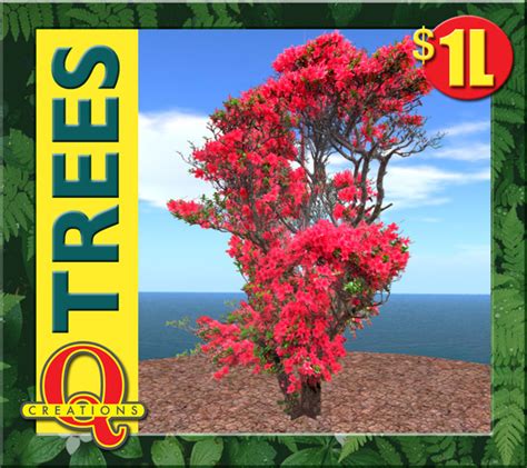Second Life Marketplace Red Flowering Tree
