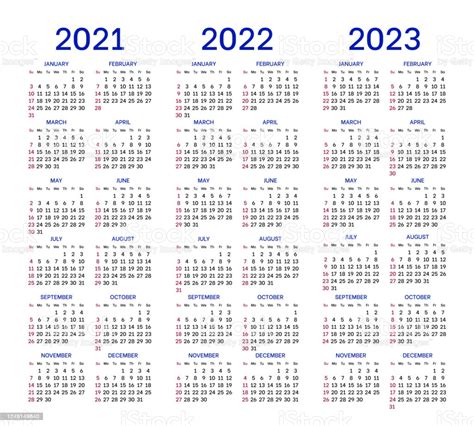 2021 年2022 年2023 年のカレンダー レイアウト 2022年のベクターアート素材や画像を多数ご用意 Istock
