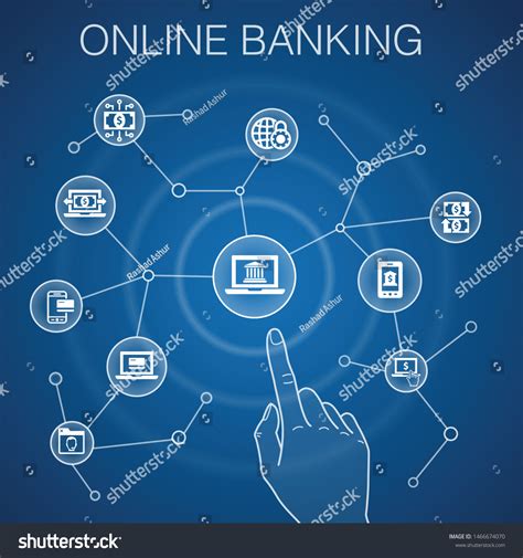 Online Banking Concept Blue Background Funds Stock Vector Royalty Free