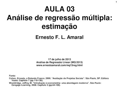 PDF 1 AULA 03 Análise de regressão múltipla estimaçãoernestoamaral