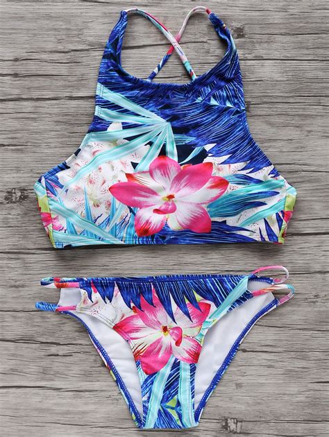 High Neck Tropical Bikini Set Bikini Set Bikini Swimwear Cute Bathing Suits Bathing Suit