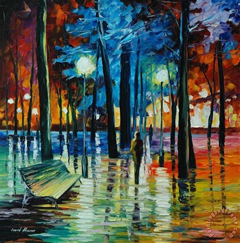 Leonid Afremov Blue Reflections Painting Blue Reflections Print For Sale