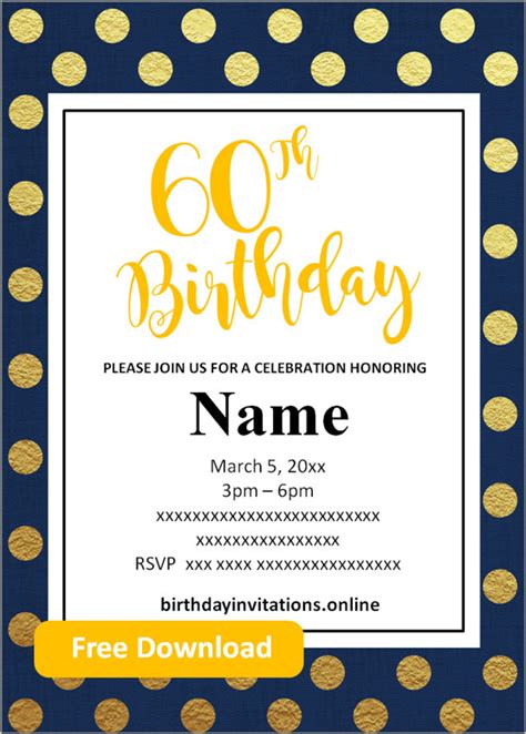 FREE Printable 60th birthday invitations Templates | Party Invitation
