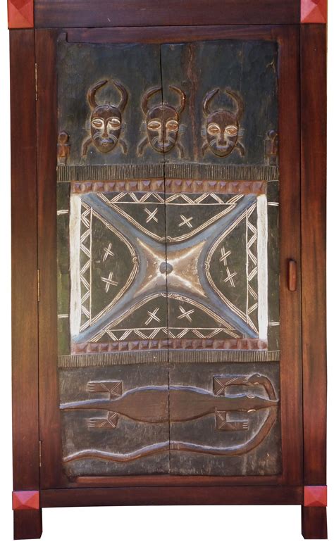 Armoire En Bois Sapéli Porte Baoulé Art Africain African Art
