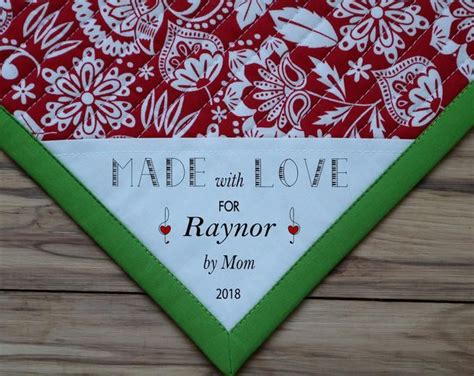 Large Triangle Quilt Label Sewing Labels Personalized Etsy Quilt