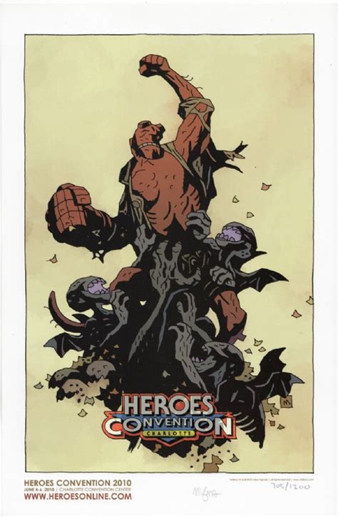 Hellboy Signed Print Mike Mignola In Greg Moutafiss Misc Artists