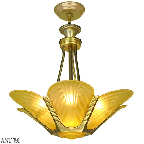 360 vintage antique art deco glass ceiling light lamp fixture chandelier 1 collectible lighting lamps fixtures. French Deco Slip Shade Chandelier Streamline Ceiling Light ...