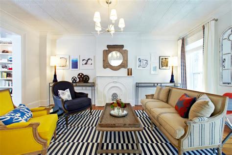 Eclectic Multicolored Living Room With Striped Rug Hgtv