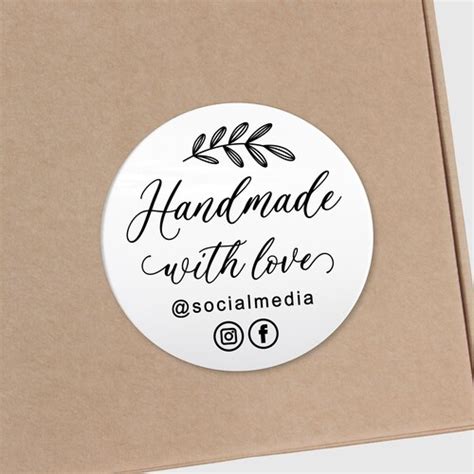 Handmade With Love Stickers Sheet Custom Sticker Labels Etsy