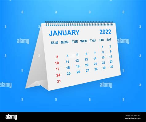 January 2022 Calendar Leaf Calendar 2022 In Flat Style Vector