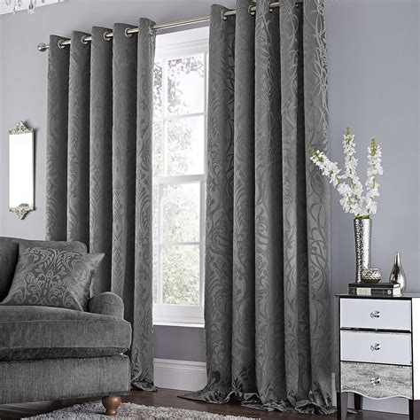 Harrow Grey Lined Eyelet Curtains Dunelm Grey Curtains Living Room