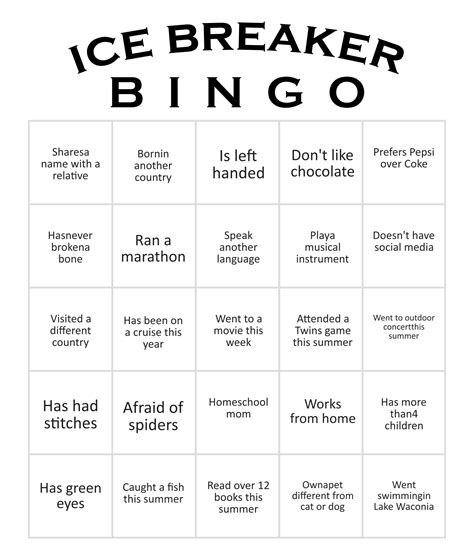 10 Best Printable Human Bingo Templates | Ice breaker bingo, Bingo card