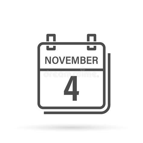 November 4 Calendar Icon With Shadow Day Month Flat Vector