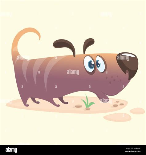 Cartoon Vector Illustration Of Cute Purebred Dachshund Doggy Icon