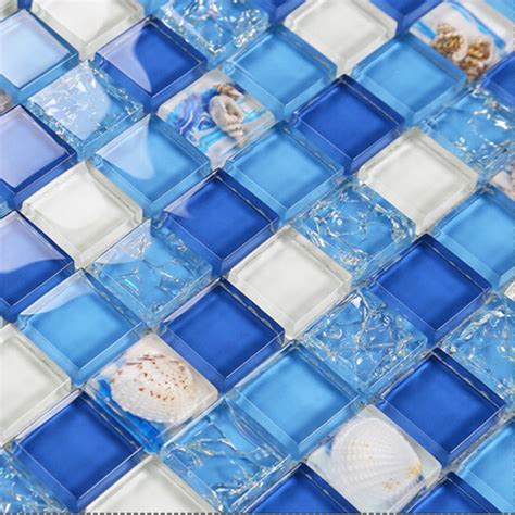 Blue Crystal Glass Tile Crackle Wall Tile Backsplshes