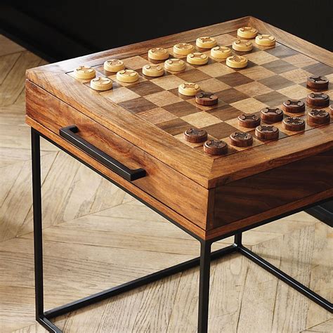 The game comes with 56 cards, 4 special dice, a coffee mug dice cup/tip jar, 20 tokens (tips), a at the start of the game, place all the cups face down on the table, shuffle them. SAIC checkers-chess table | Chess table, Modern table ...