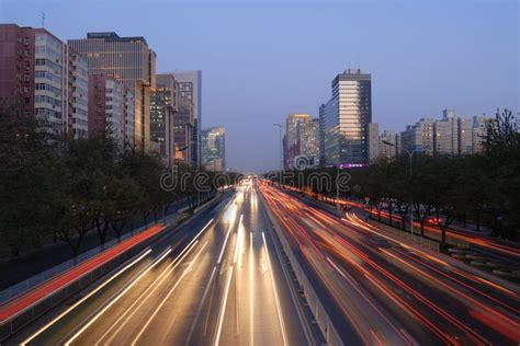 Beijing Skyline At Night Stock Image Image Of Highway