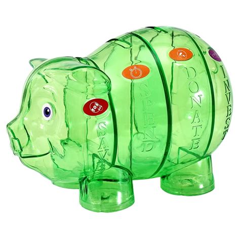 Bangcool Piggy Bank Pig Cute Four Grid Large Capacity Plastic Coin Bank