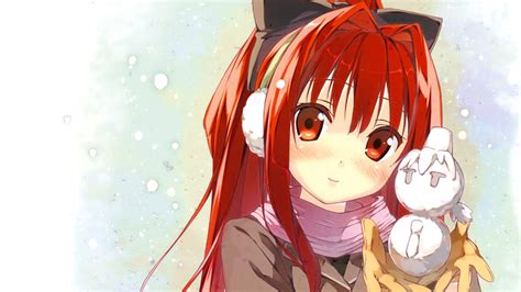 Cute Anime Girl With Snowman Sfondi Gratuiti Per Desktop 1920x1080 Full Hd