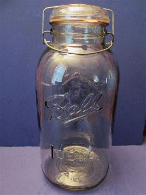 2 Gallon Vintage Ball Ideal Bail Top Canning Jar Glass Lid Rubber
