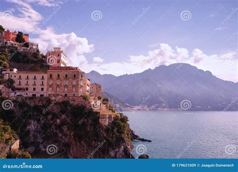 Building On Cliff In Amalfi Stock Image Image Of Holidays Panorama