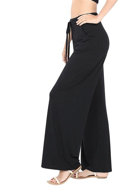 Zenana Womens And Plus Comfy Stretch Solid Drawstring Wide Leg Palazzo