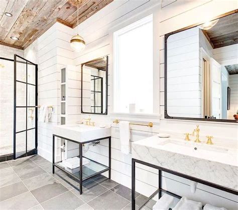 She made a diy ladder from reclaimed wood and turned a vintage buffet found on craigslist into a vanity. Blog | Modern farmhouse bathroom, Diy bathroom remodel ...