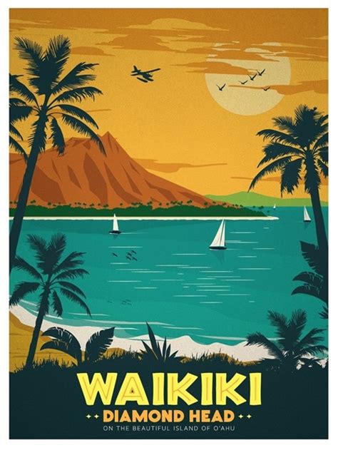 Pop Art Classic Surf At Hawaii Travel Poster Vintage Retro Canvas
