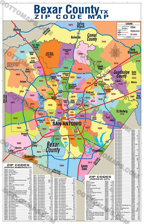 Bexar County Zip Code Map With New Braunfels Otto Maps