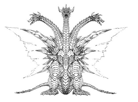 King adora godzilla coloring page / 3. Image - Concept Art - Rebirth of Mothra - Desghidorah 17 ...