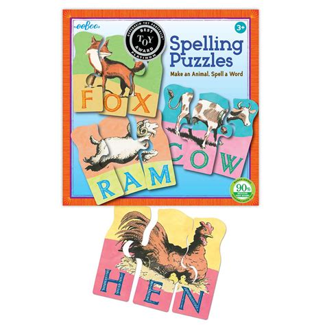 Animal Spelling 30 Pieces Eeboo Puzzle Warehouse