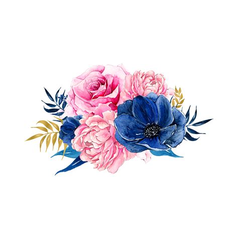 Blue And Pink Flower Png Png Image Collection