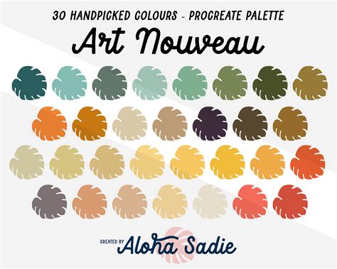 Procreate Colour Palette Art Nouveau For Ipad Art Lettering