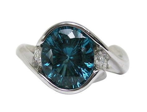 Blue Green Tourmaline And Diamond Ring In Palladium By Artist Tom