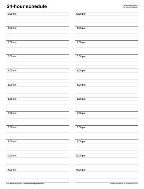 Hourly Schedules In Microsoft Excel Format 20 Templates