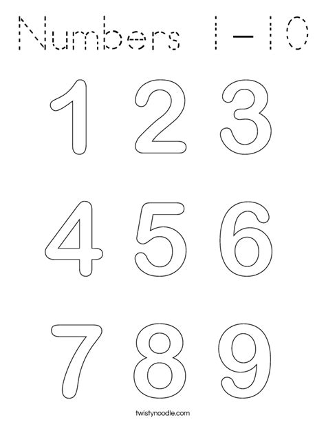 Printable Number Coloring Pages 1 10