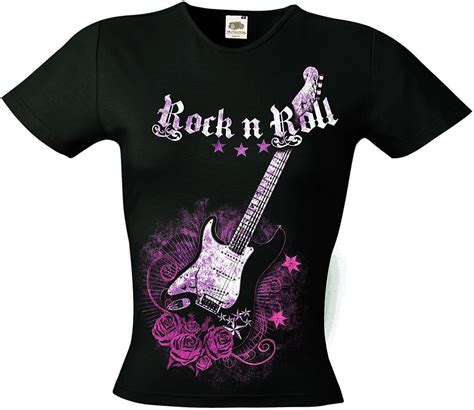 style rock n roll pink guitar 700417 womens t shirt uk clothing