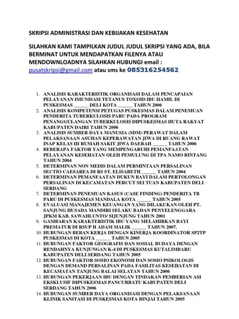 Buku Administrasi Kebijakan Kesehatan Pdf-Contoh Judul Skripsi Administrasi Kebijakan Kesehatan 