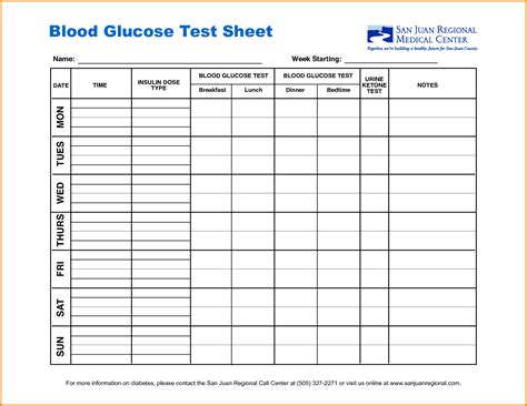 Free Printable Blood Glucose And Food Log Printable