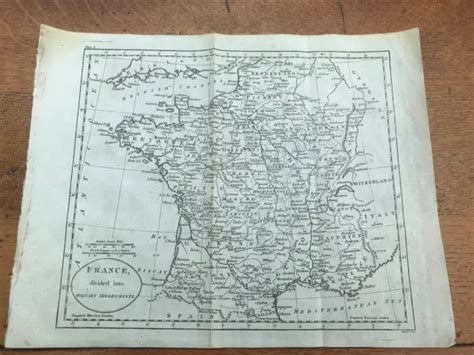 Original 1790s Map France Divided Into Military Goverments £6500