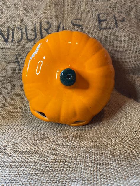 Happy Vintage Ceramic Pumpkin Lantern For Fall Or Halloween Etsy