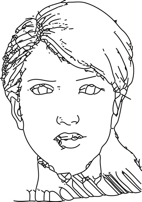 Woman Face Style Drawing Coloring Page