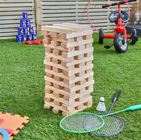 60 Piece Giant Wooden Tumbling Tower Garden Games In 2021 Garden
