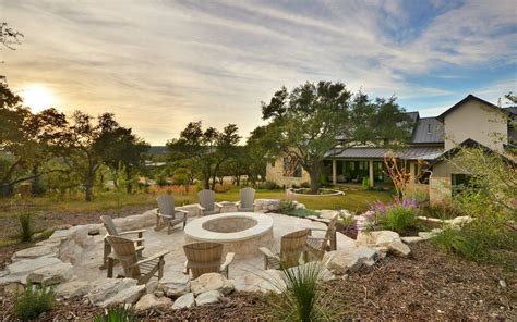Consider the benefits of picking a gas fire pit are you considering installing a fire pit in your backyard? Custom Home Builder Austin TX Belvedere Farmhouse | Stone ...