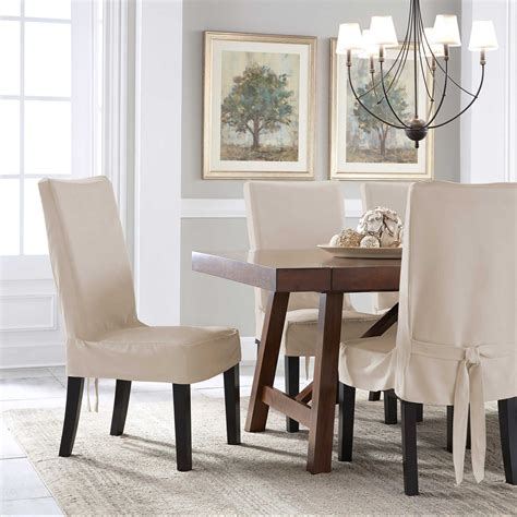 I used the same slipcovers on a different style of chair and they dining chair slipcover variation #1: Perfect Fit® Smooth Suede Relaxed Fit Dining Chair Short ...