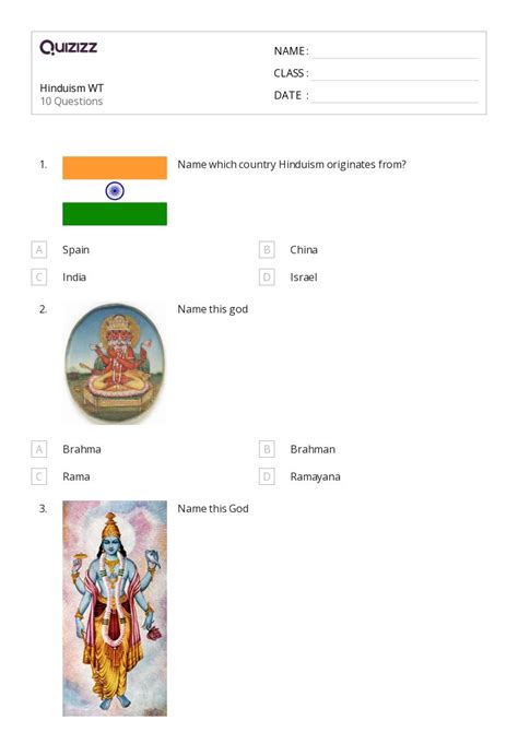 50 Origins Of Hinduism Worksheets For 9th Year On Quizizz Free