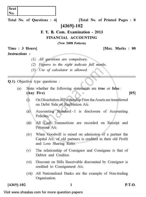 › department of higher education, wb. Question Paper - Bachelor of Commerce (B.Com) 1st Year ...